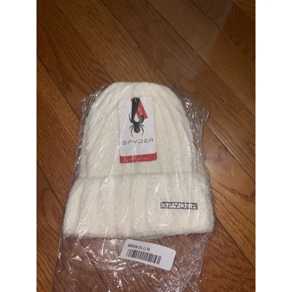 New‎ Spyder Kids Off White Fuzzy Popcorn Knit Cuffed Beanie Hat L/XL 10-16  NWT